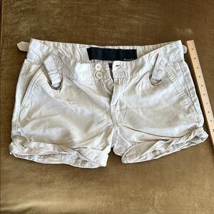 Designer tailored detailed Linen cotton mix shorts Roll up hem Side buckle Joe’s